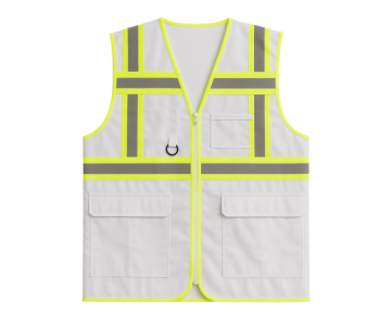 Grökren Örme Sarı Reflektifli Beyaz Yönetici/Mühendis İkaz Yeleği