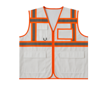 Grökren Örme Turuncu Reflektifli Beyaz Yönetici/Mühendis İkaz Yeleği