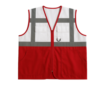 Beyaz - Kırmızı Yönetici/Mühendis İkaz Yeleği
